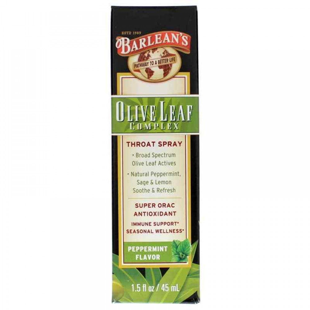 Barleans Organic Oils Olive Leaf Complex Throat Spray