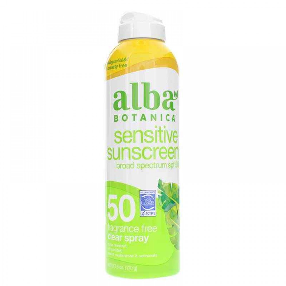 Alba Botanica Sensitive Sunscreen Fragrance Free Clear Spray SPF 50