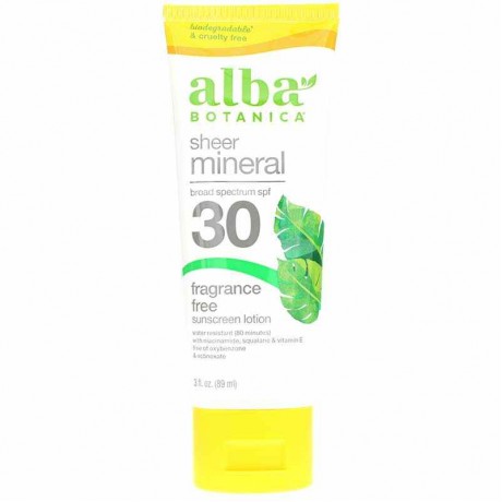 Alba Botanica Sheer Mineral Sunscreen Fragrance Free SPF 30