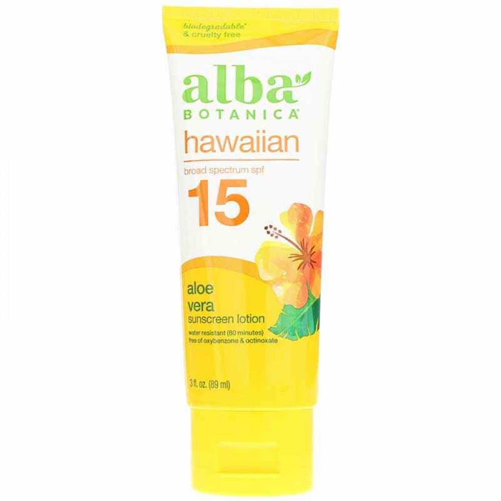 Alba Botanica Hawaiian Aloe Vera Sunscreen Lotion SPF 15