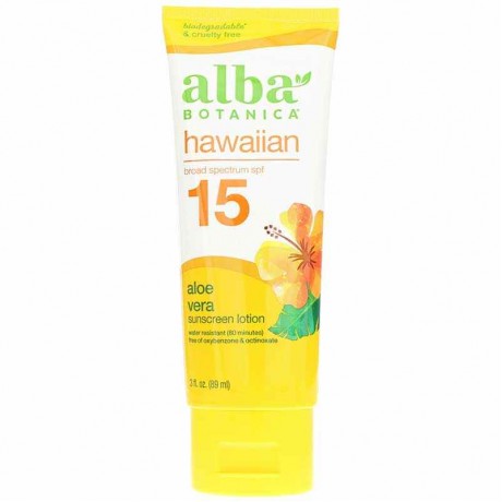 Alba Botanica Hawaiian Aloe Vera Sunscreen Lotion SPF 15
